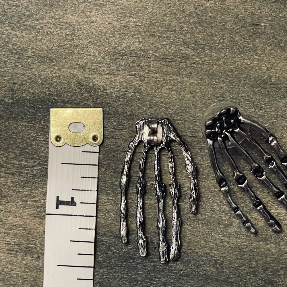 Silver Skeleton Hand Earrings - Picture 3 of 3